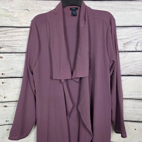 Rue 21 + Mauve Long Duster Cardigan Belted 1X - Picture 3 of 8